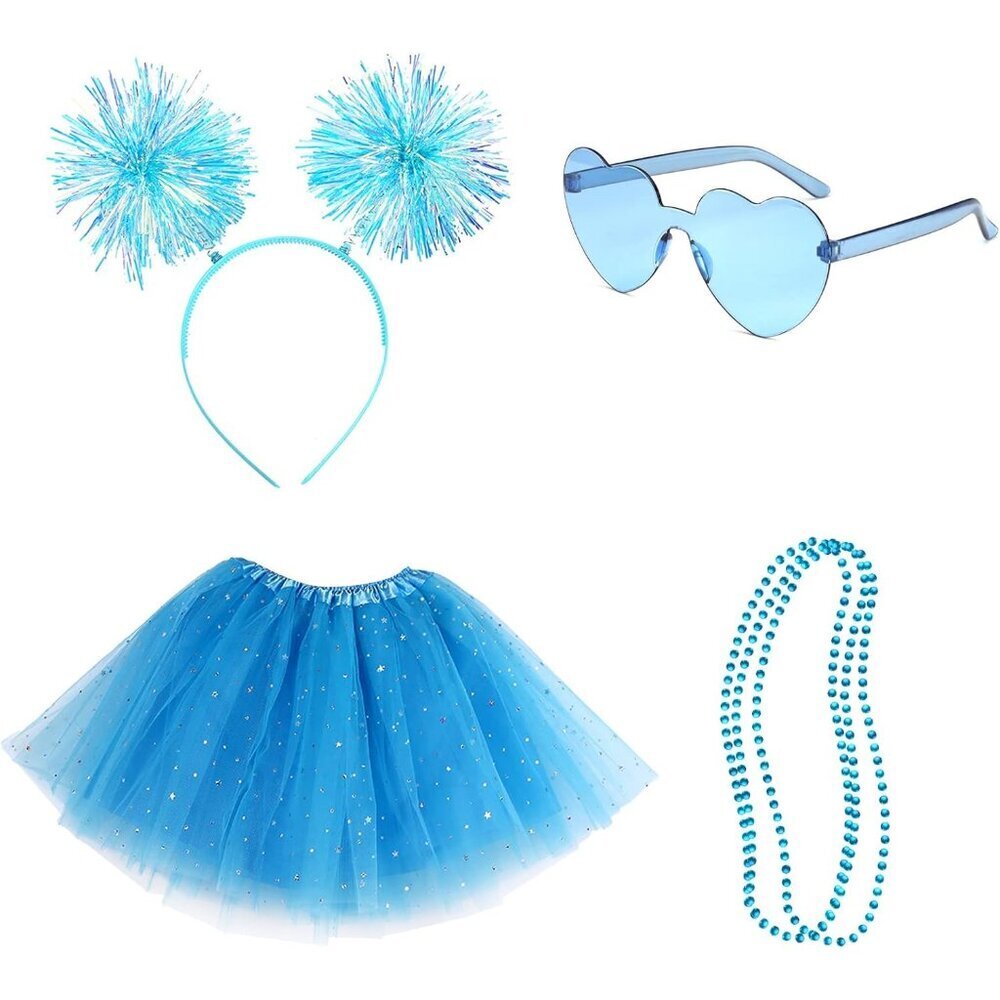 Women Costume Accessories Set for Cosplay Party Tulle Tutu Sunglasses Necklaces